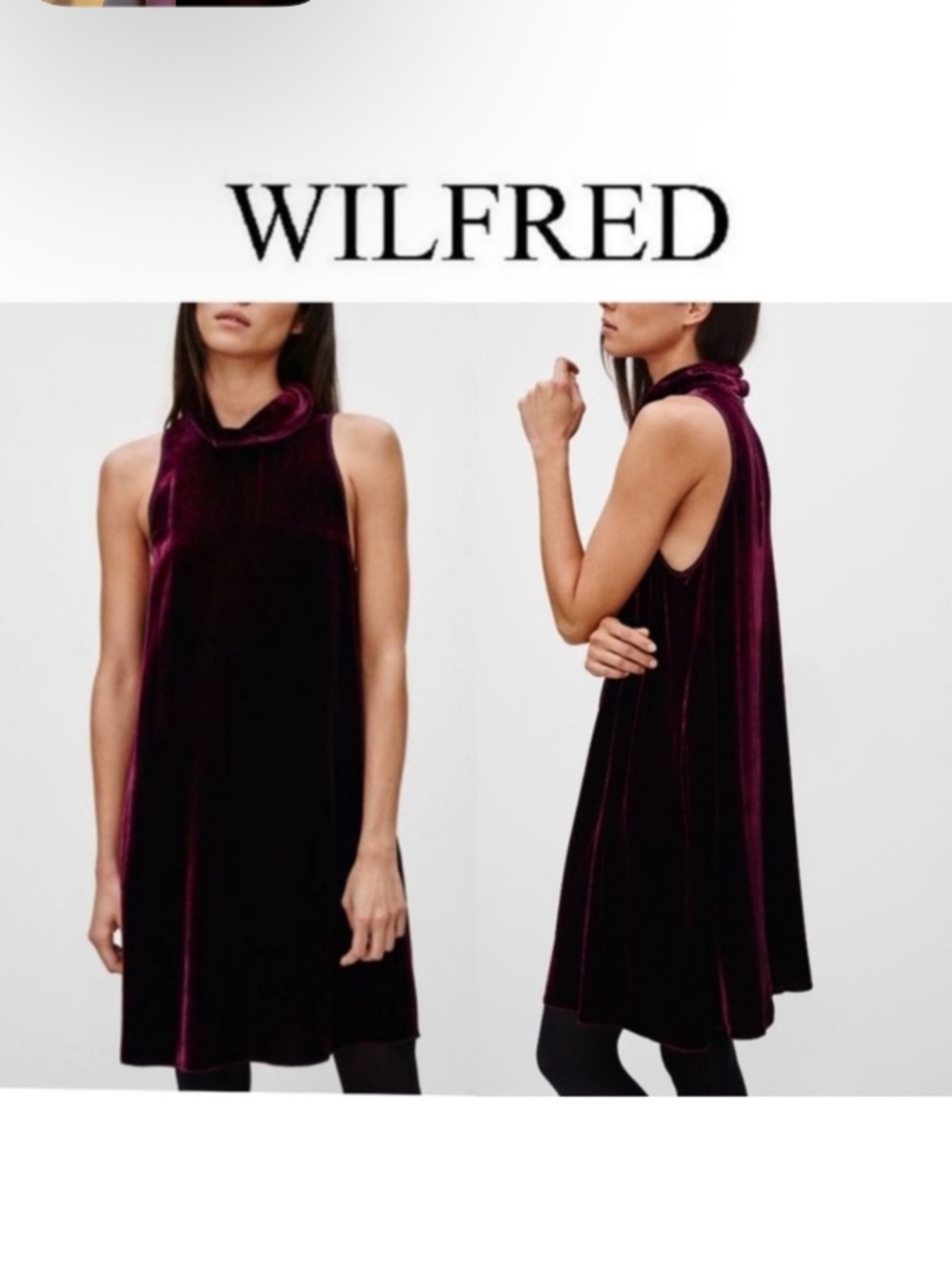 Aritzia Wilfred Silk Velvet Burgundy Poncet Dress. XS
